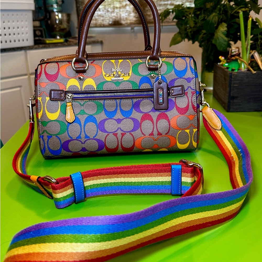 Rowan Satchel Bag In Rainbow Signature Canvas